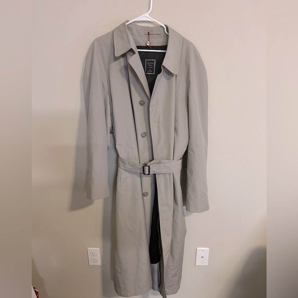 Christian Dior Monsieur Car Trench Coat Mens 42 long (tall) Removable Wool Liner